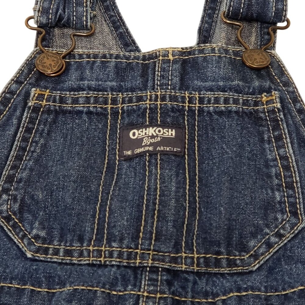 Oshkosh Boys Blue Denim Vestbak Shortalls Carpenter Size 4T - Picture 3 of 10